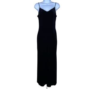 Niki Livas Black Velvet Spaghetti Strap Low Back Maxi‎ Gown Women's 6 Y2K Prom